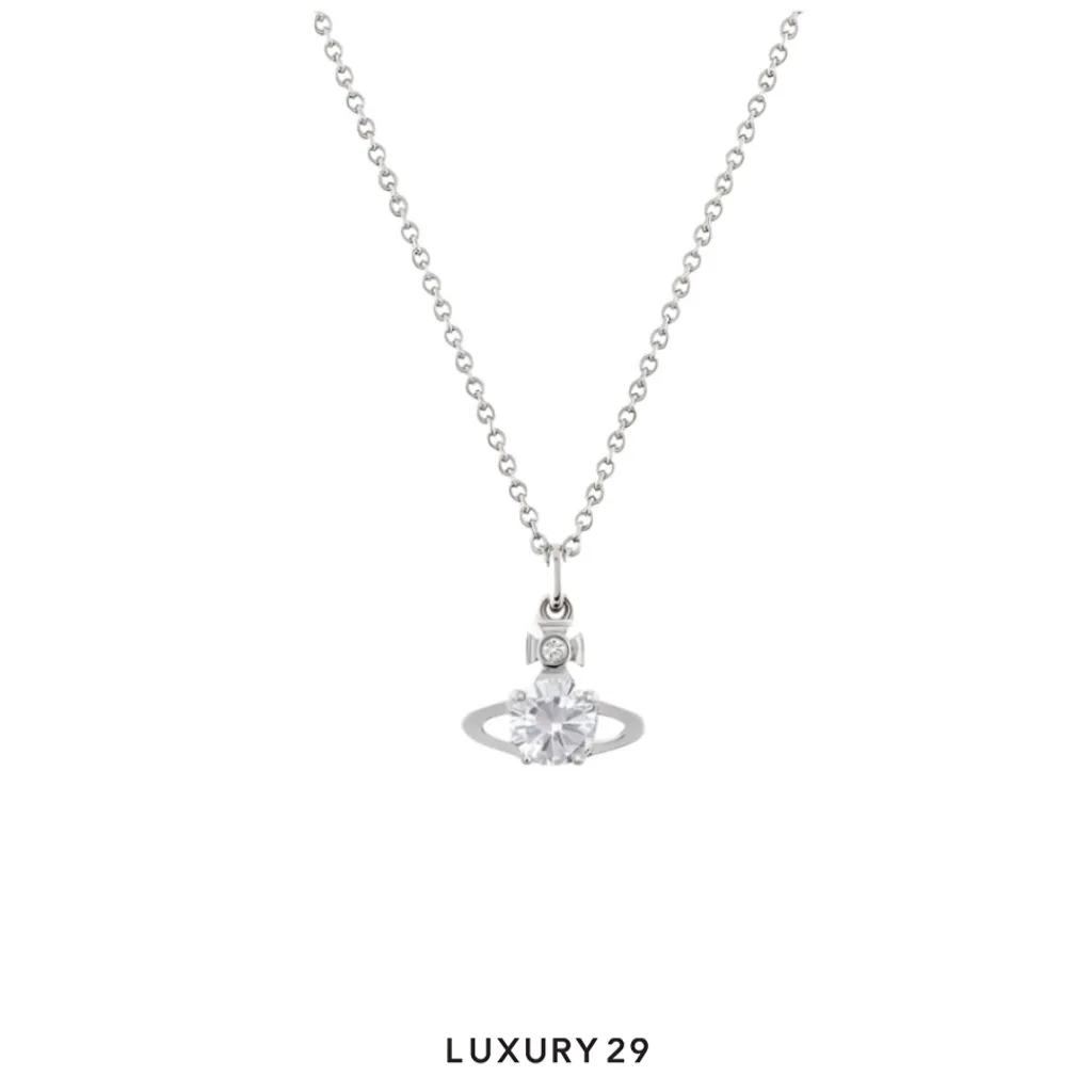 Vivienne Westwood Reina Pendant Necklace White SI U(Free Size, Silver)