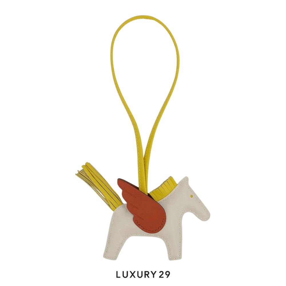 Hermes Rodeo Pegase PM charm Craie / Jaune De Naples / Cuivre(Small, White)