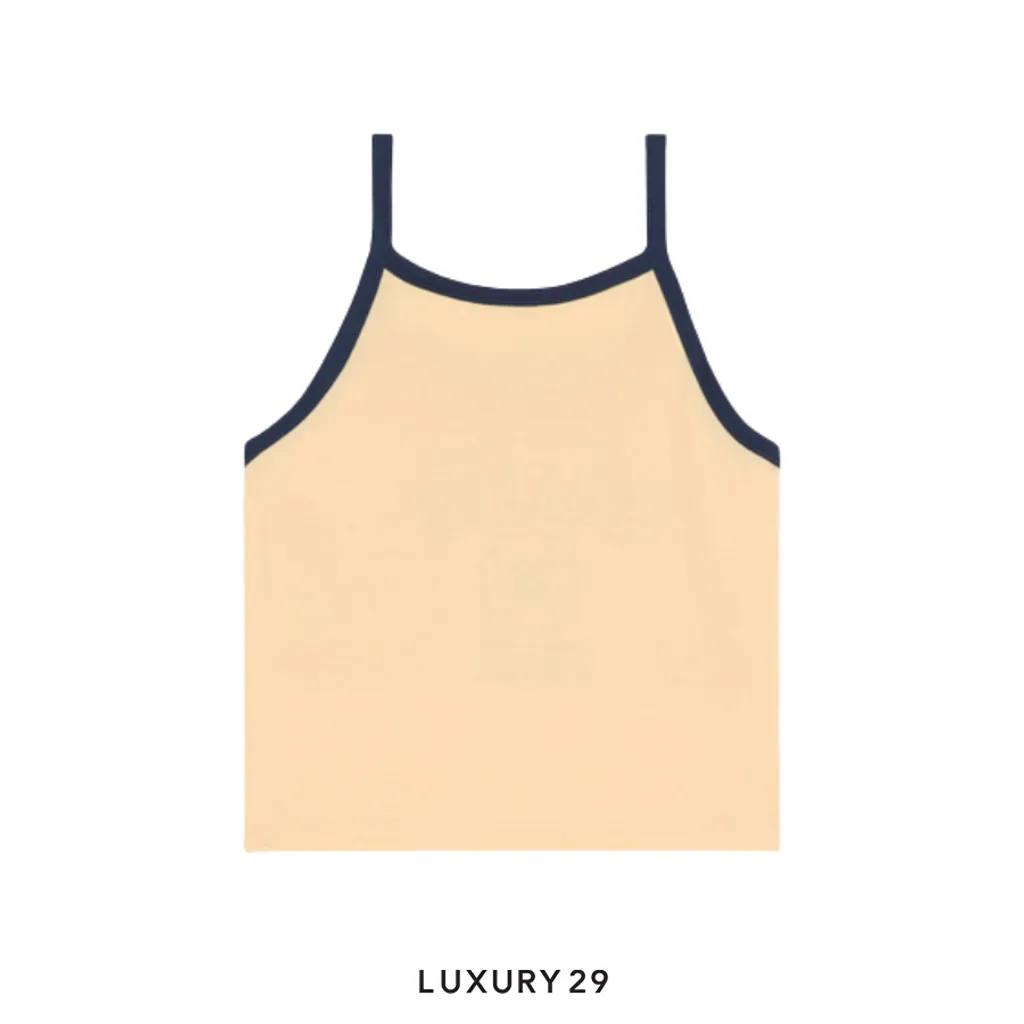Celine Paris Tank Top In Cotton Jersey VINTAGE Cheesecake/Navy(M, Neutrals)