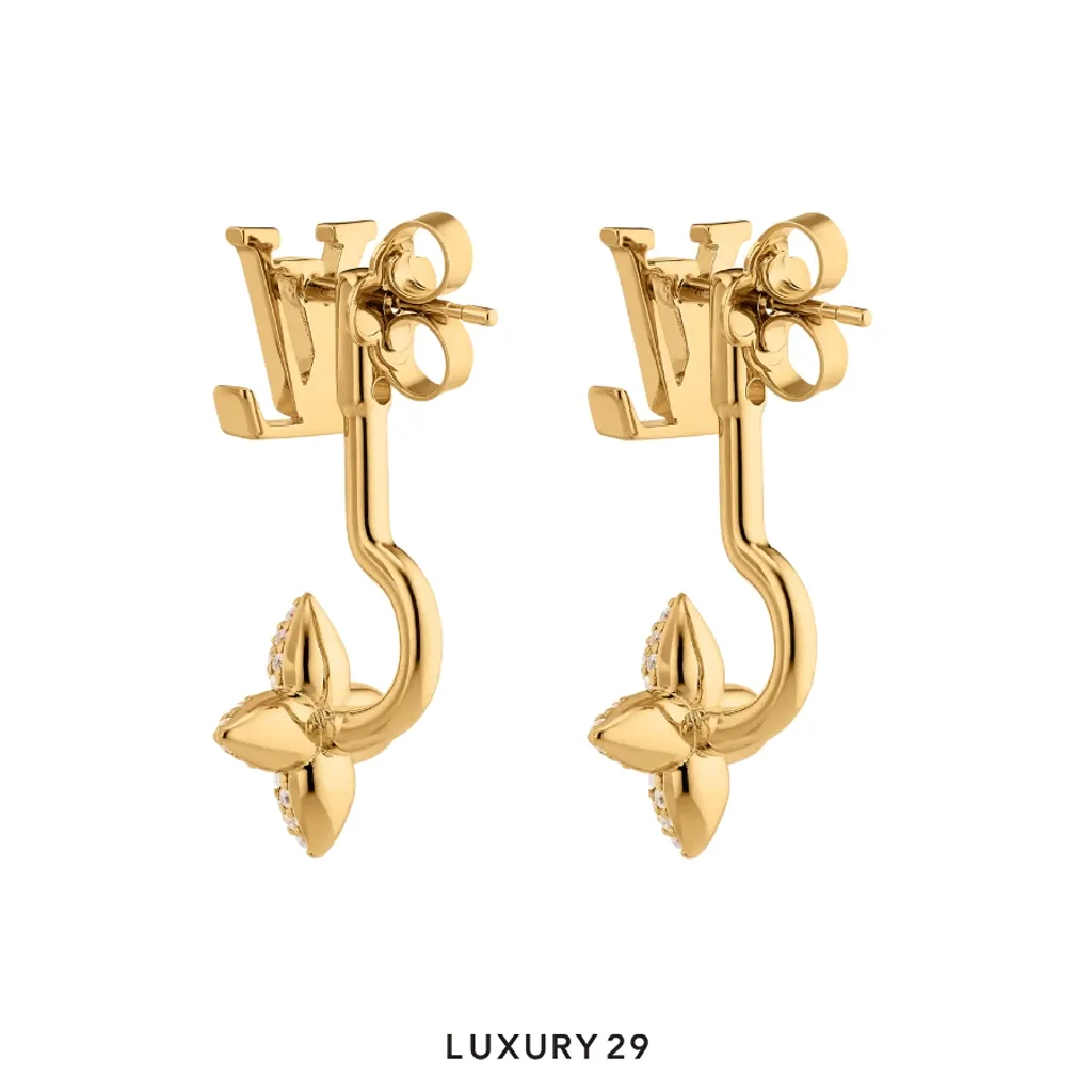 Louis Vuitton LV Louisette Signature Strass Earrings Gold metal(Free Size, Gold)