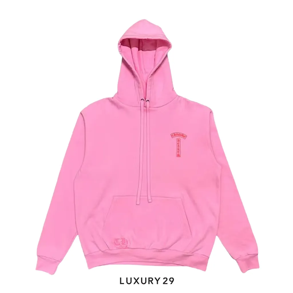 Chrome Hearts Red Logo Hoodie Pink(L, Pink)