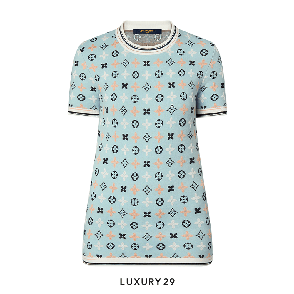 Louis Vuitton LV Monogram Kaleidoscope Knit Top Green(S, Blue)