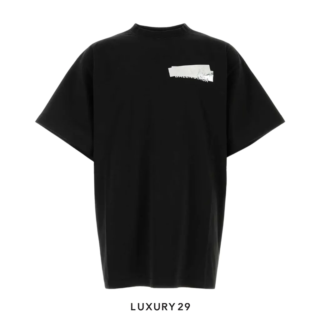 Balenciaga Tape Logo Oversized T-Shirt Black(S, Black)