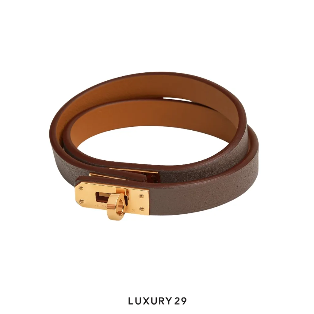 Hermes Mini Kelly Double Tour bracelet Etoupe(Small, Brown)