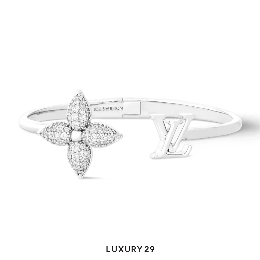 Louis Vuitton LV Louisette Signature Strass Bracelet S00(Medium, Silver)