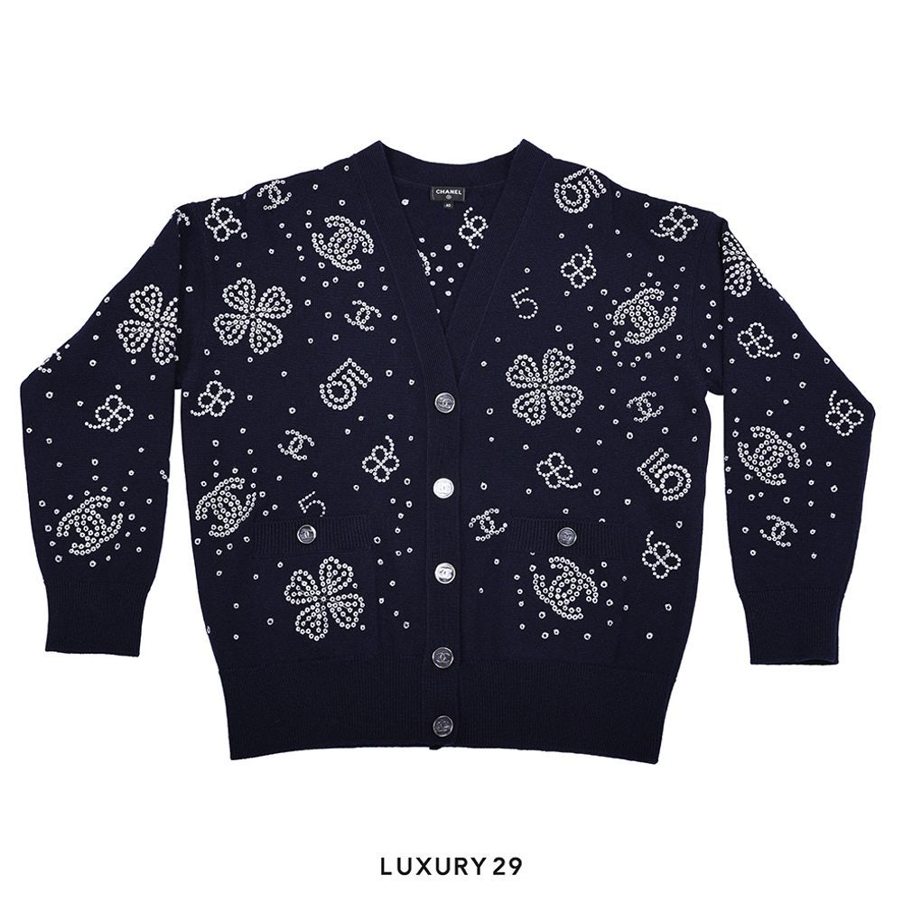 Chanel CARDIGAN 40 NAVY(L, Blue)