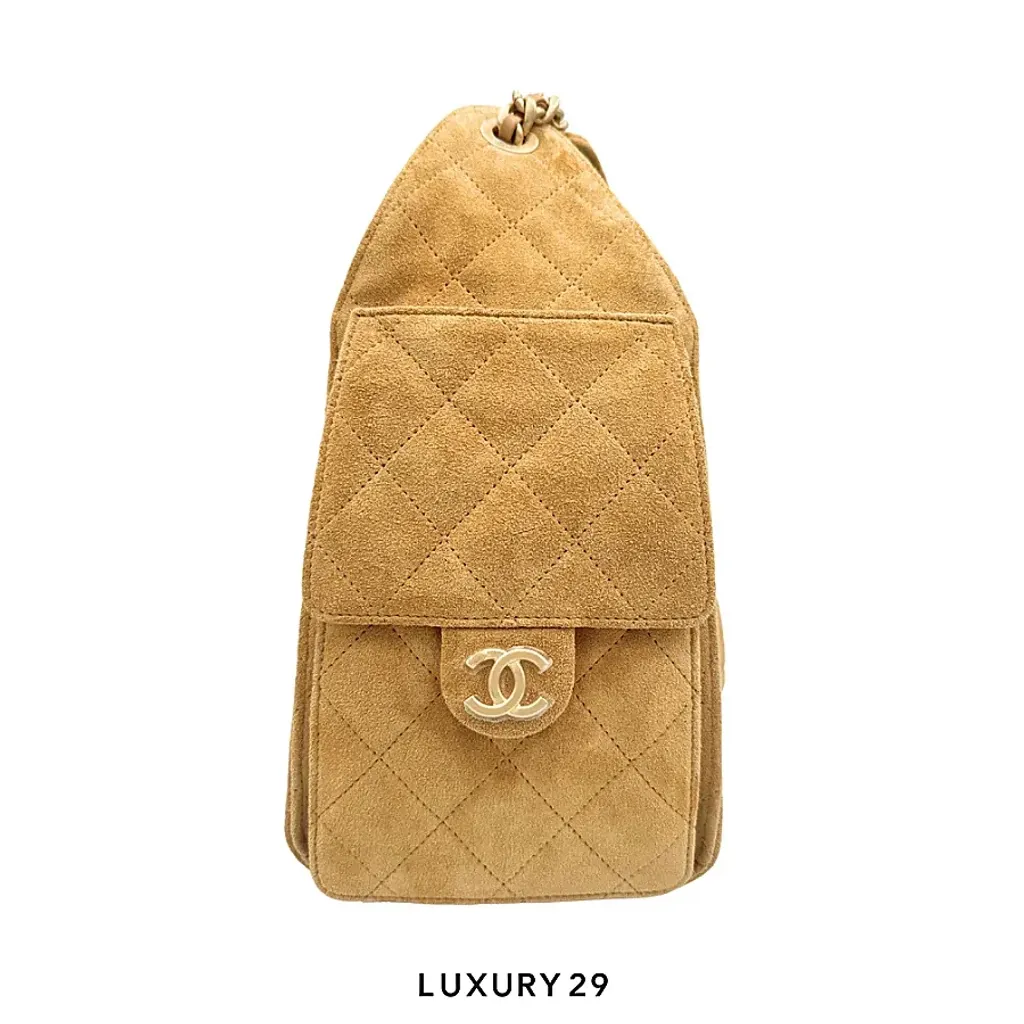 Chanel 25 Small Handbag Suede calfskin and gold-colored metal Dark Beige(Small, Brown)