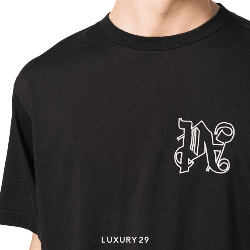 Palm Angels PA logo-embroidered T-shirt(L, Black)
