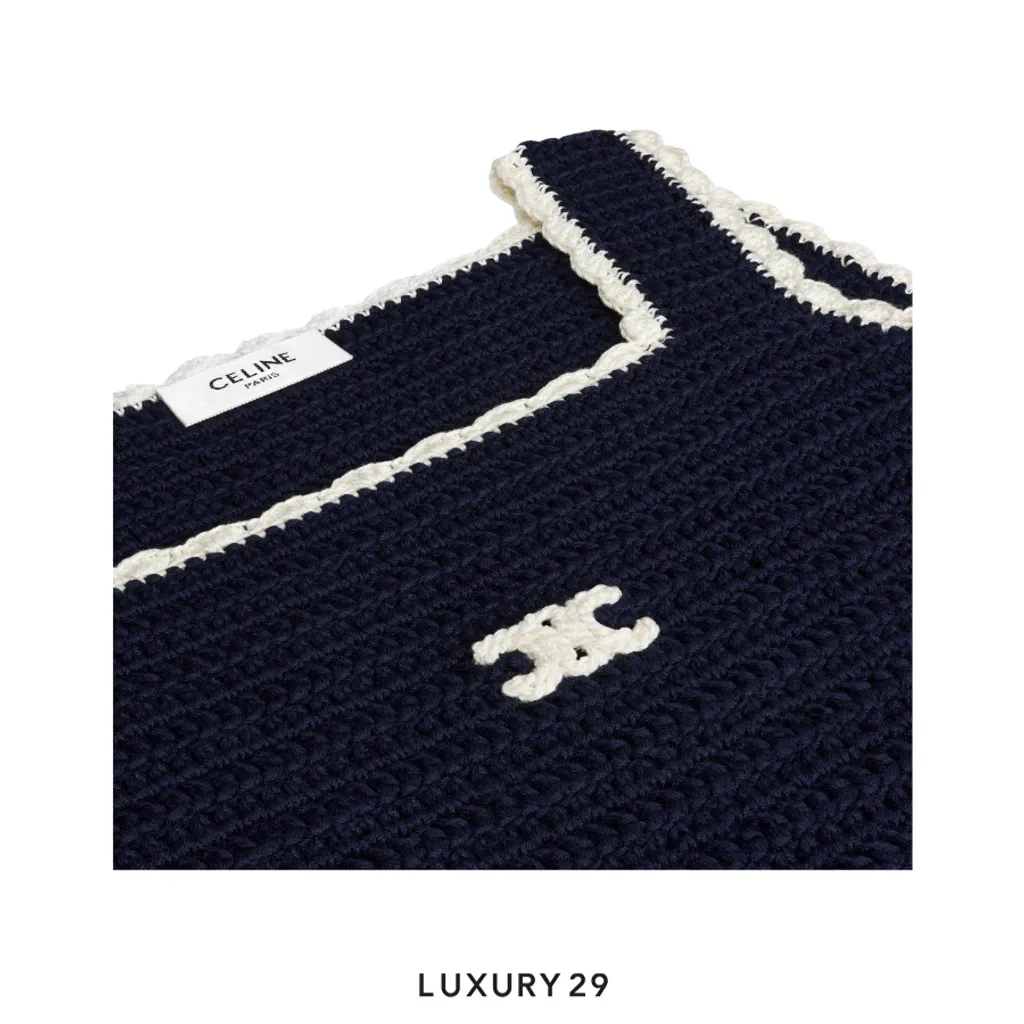 Celine top IN crocheted cotton NAVY/ECRU(S, Blue)