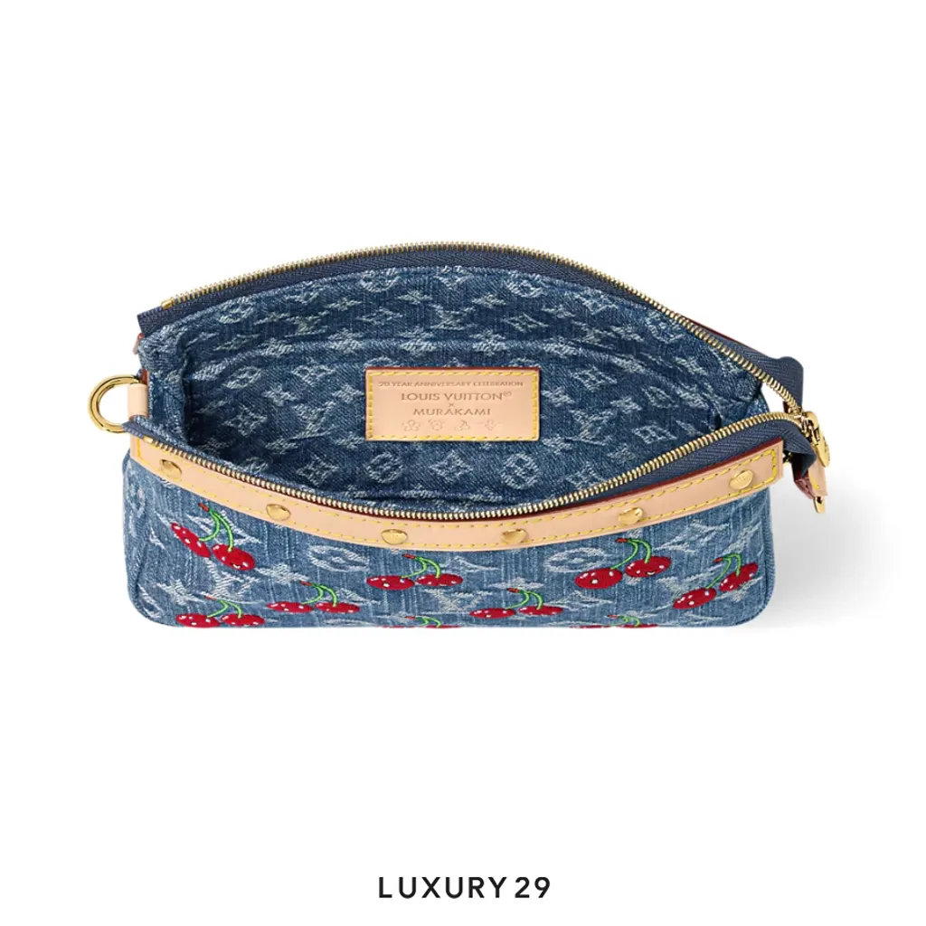 Louis Vuitton LV x TM - Pochette Accessoires bag Monogram cherry denim Blue(Small, Blue)