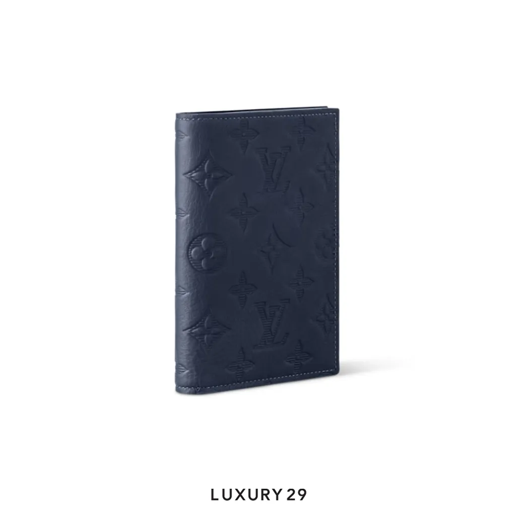 Louis Vuitton LV Passport Cover Monogram Shadow embossed calf leather Navy Blue(Small, Blue)