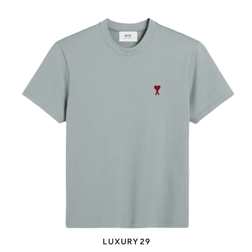 [Ami]★AMI de Coeur Oragnic T-shirt★関税無 AMI DE COEUR RED T-SHIRT CLAY BLUE