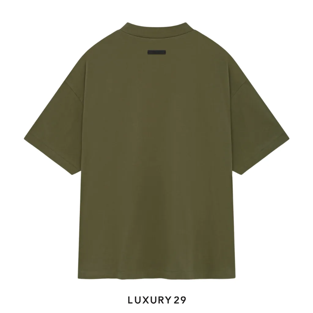 Fear of God Essentials Jersey Crewneck Tee Military Green(XS, Green)