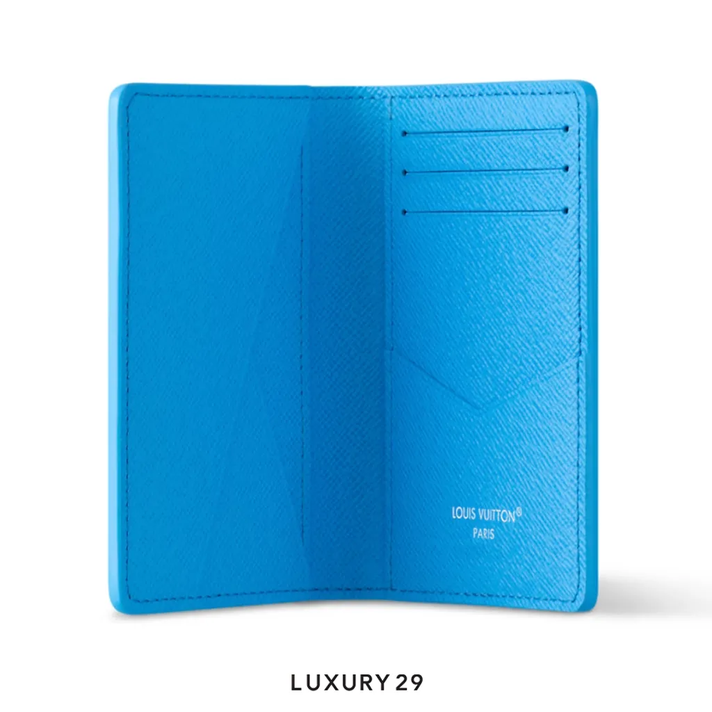 Louis Vuitton LV Pocket Organizer Wallet Pool Blue Colored Monogram Canvas(Small, Blue)