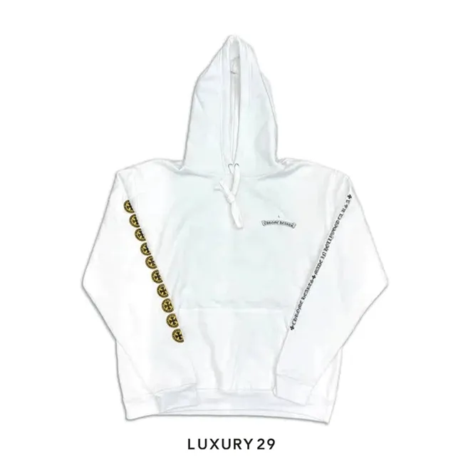 Chrome Hearts Hollywood Yellow Plus Cross Hoodie White