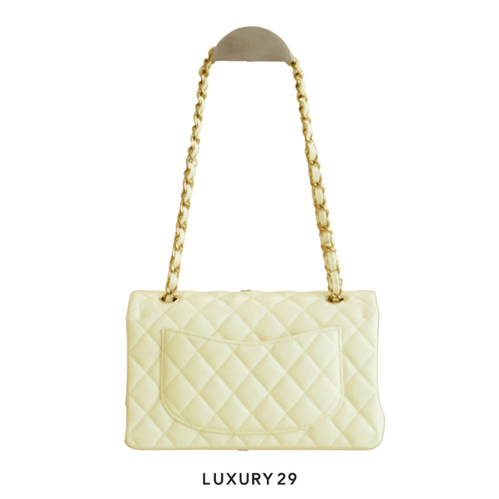 Chanel Small Classic Double Flap Bag Light Green Lambskin Light Gold Hardware(Small, Green)