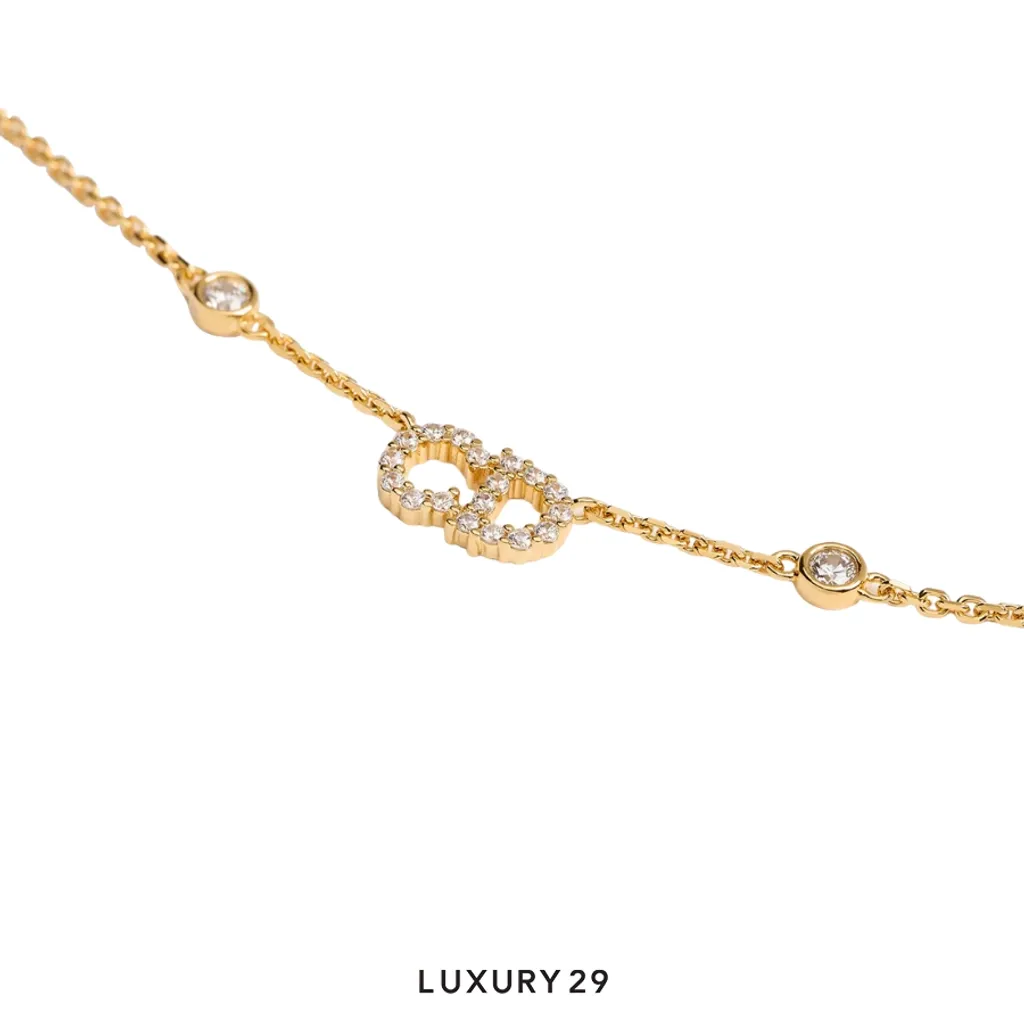 Dior Clair D Lune Necklace Gold-Finish Metal, White Resin Pearls and Sparkling Crystals(Free Size, Gold)