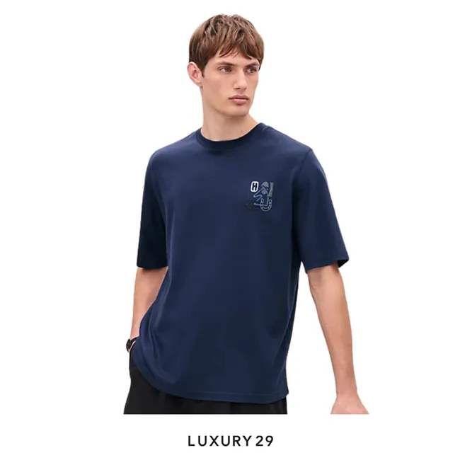 HERMES "H Puzzle" t-shirt with leather detail Ocean