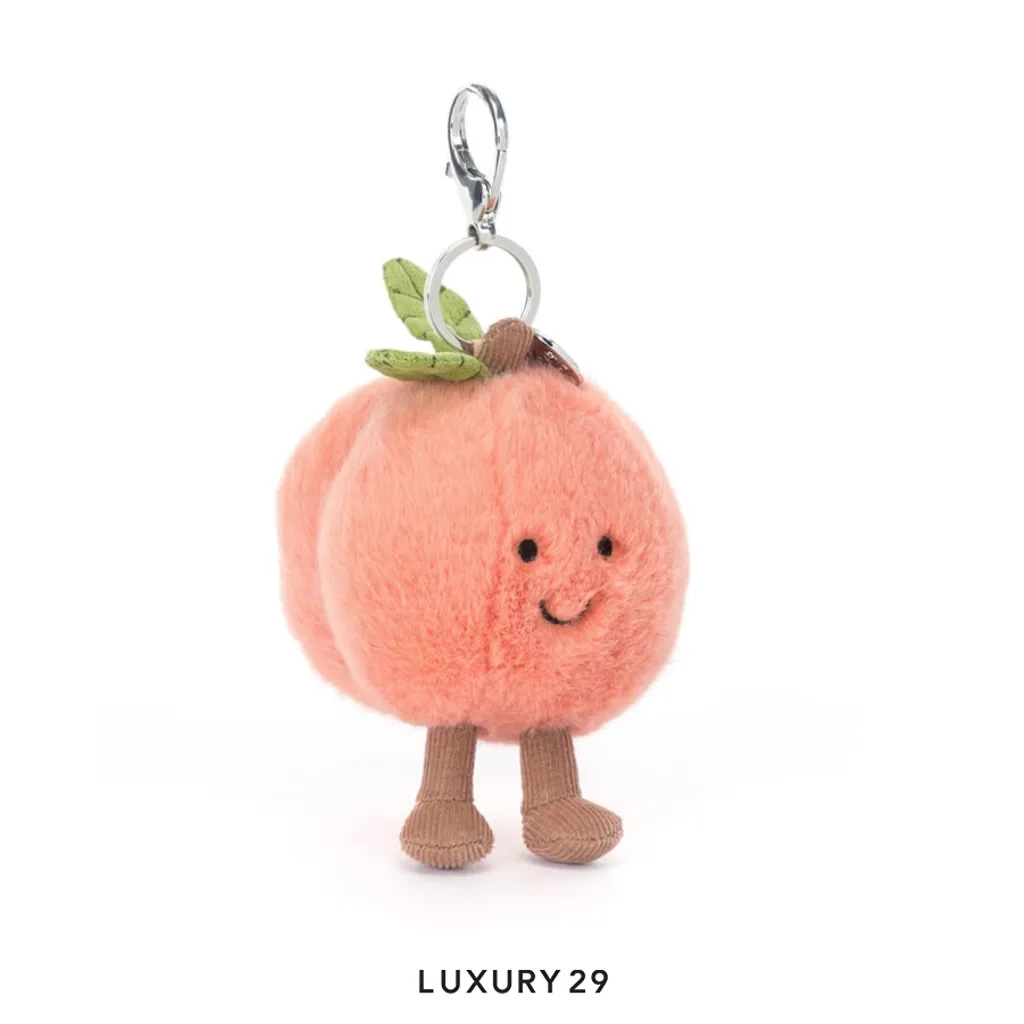 JellyCat Amuseables Peach Bag Charm(Small, Orange)