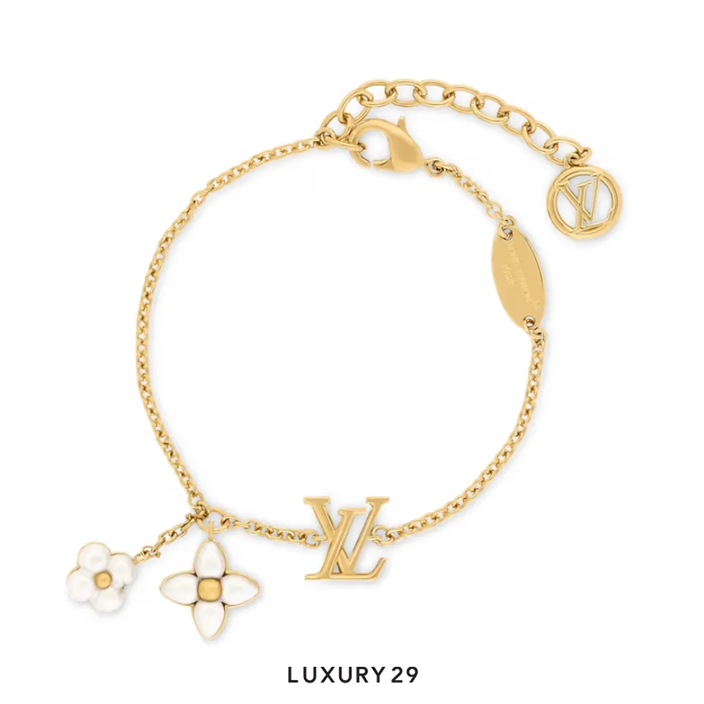 Louis Vuitton LV Floragram Bracelet Charm with iconic pendants Gold(Free Size, Gold)