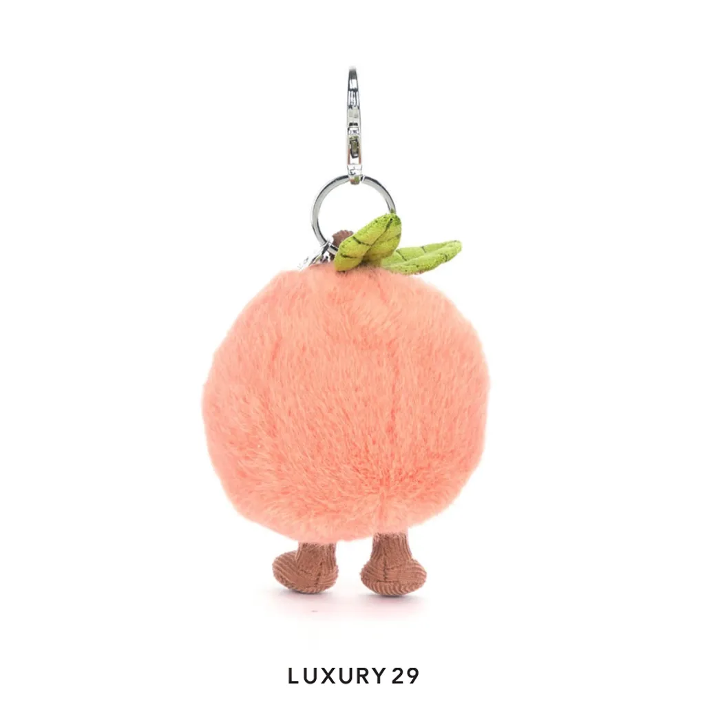 JellyCat Amuseables Peach Bag Charm(Small, Orange)