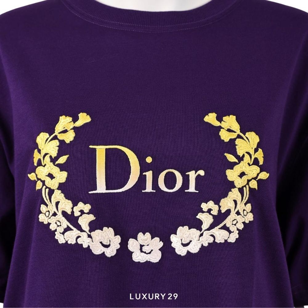 Dior Relaxed Fit T-Shirt Purple Cotton Jersey(S, Purple)