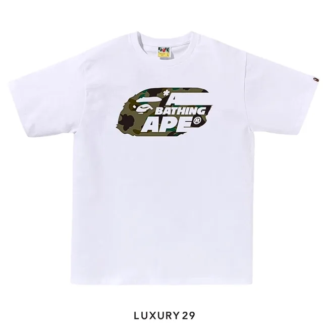 A Bathing Ape Men's 1ST CAMO MOVING APE HEAD TEE White