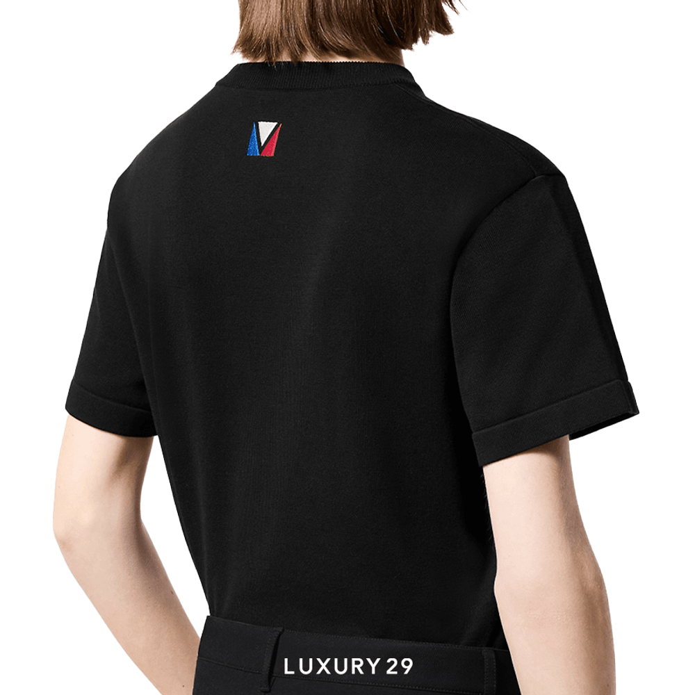Louis Vuitton LV Embellished Short-Sleeved Cotton Crewneck Black(M, Black)