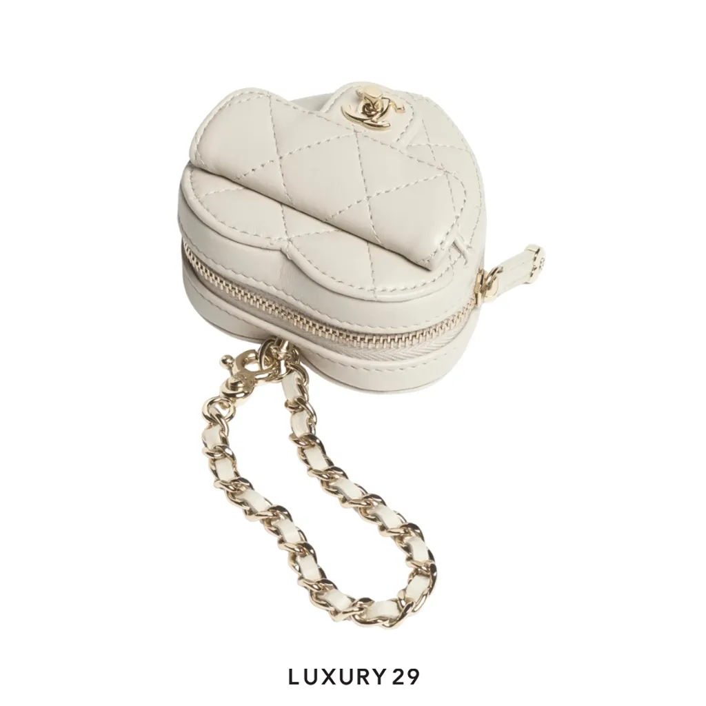 Chanel Mini Heart Bag Charm Lambskin Light Grey(Mini, Grey)