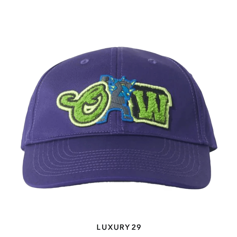 Off-White logo-patch varsity baseball cap(Free Size, Purple)