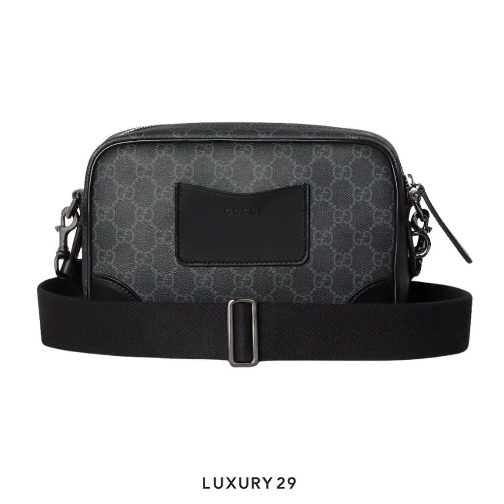 Gucci GG Emblem small crossbody bag Black new GG Monogram coated fabric(Small, Black)