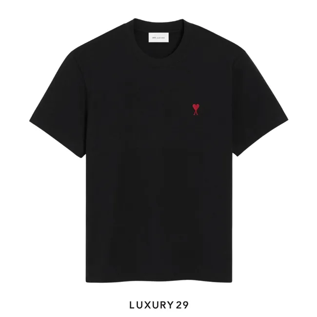 Ami Paris Logo Embroidered T-Shirt Black