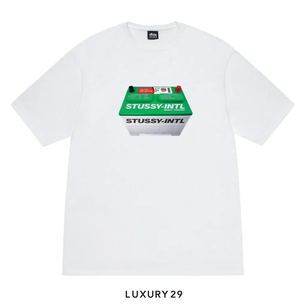 STUSSY Men’s Battery T Shirt STUSSY BATTERY TEE WHITE
