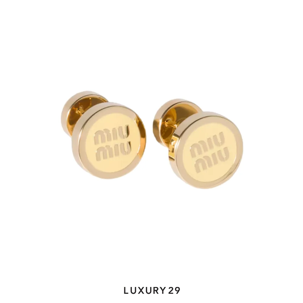 Miu Miu Enameled metal earrings Vanilla(Free Size, Yellow)