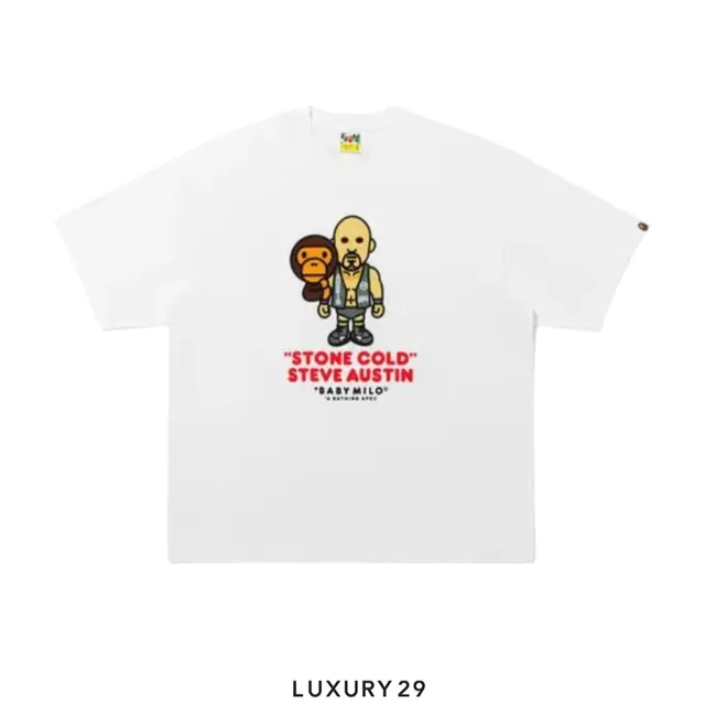 Bape X WWE Stone Cold Steve Austin Baby Milo Relaxed Fit Tee White