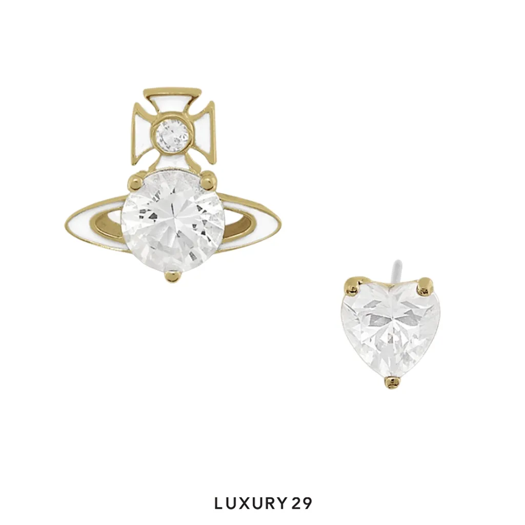 Vivienne Westwood Millie Earrings Gold/White CZ(Free Size, Gold)