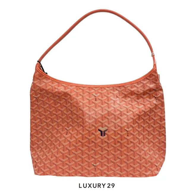 Goyard Boheme Hobo Bag In Goyardine Canvas And Chevroches Calfskin Coral
