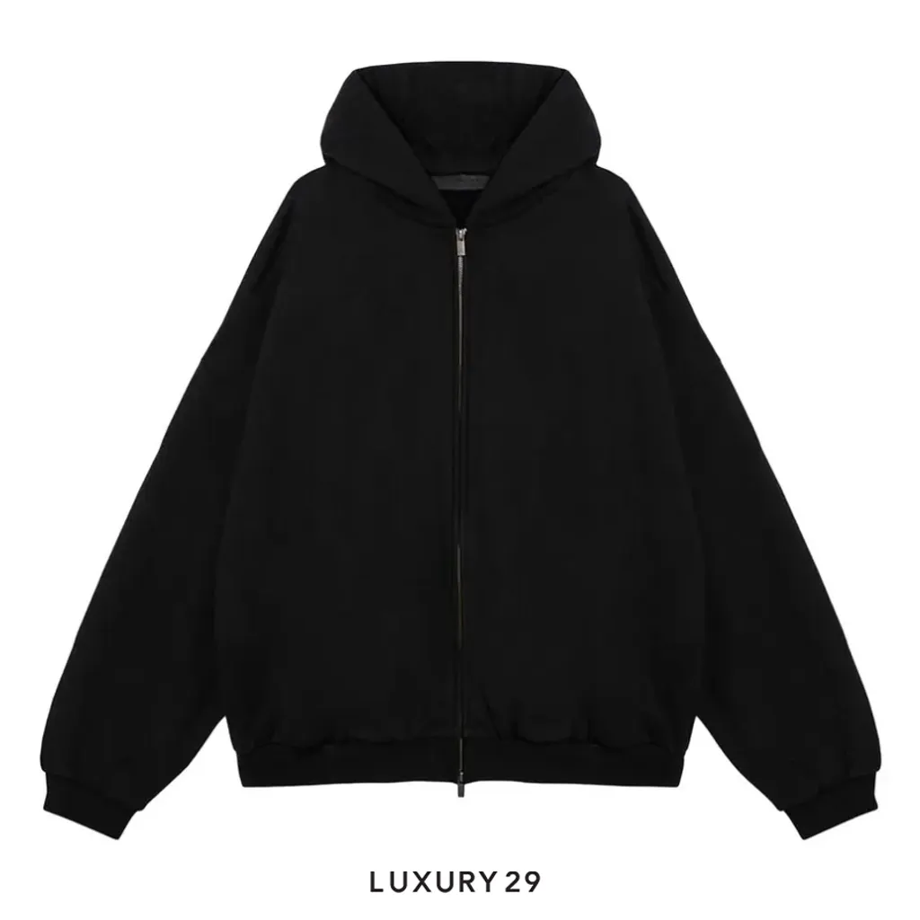 Essentials Fear Of God Heavy Fleece zip Hoodie Black (FW24)(XS, Black)