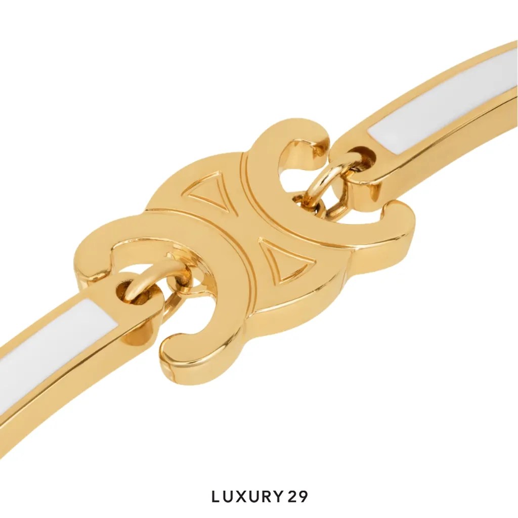 Celine Triomphe Articulated bracelet Gold/Ivory(Free Size, Gold)