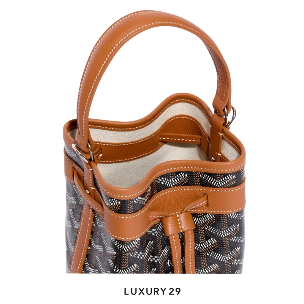 Goyard Petit Flot Mini bucket Bag Black & Tan(Mini, Brown)