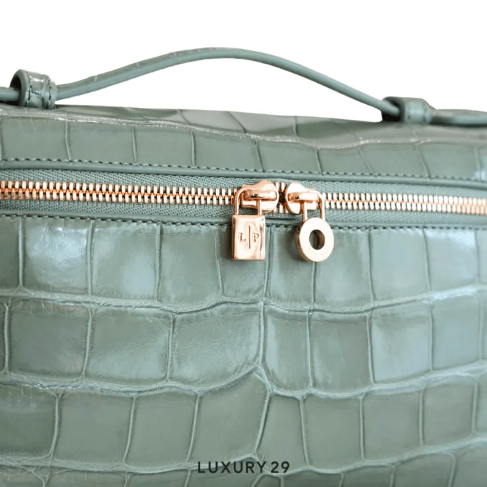 Loro Piana Extra Pocket L19 Glazed Alligator(Small, Green)