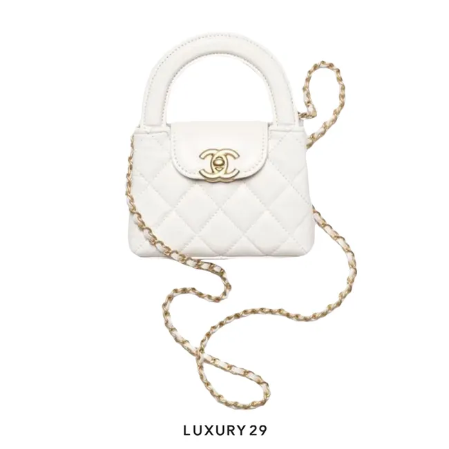 Chanel Micro Shopping Bag White Gold Hardware