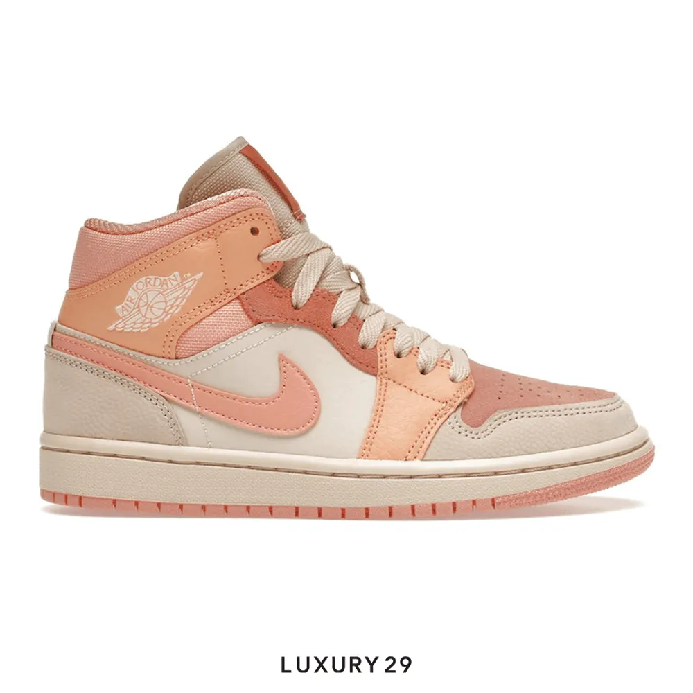 Nike Jordan 1 Mid Apricot Orange (Women's)(W)(37.5, Orange)