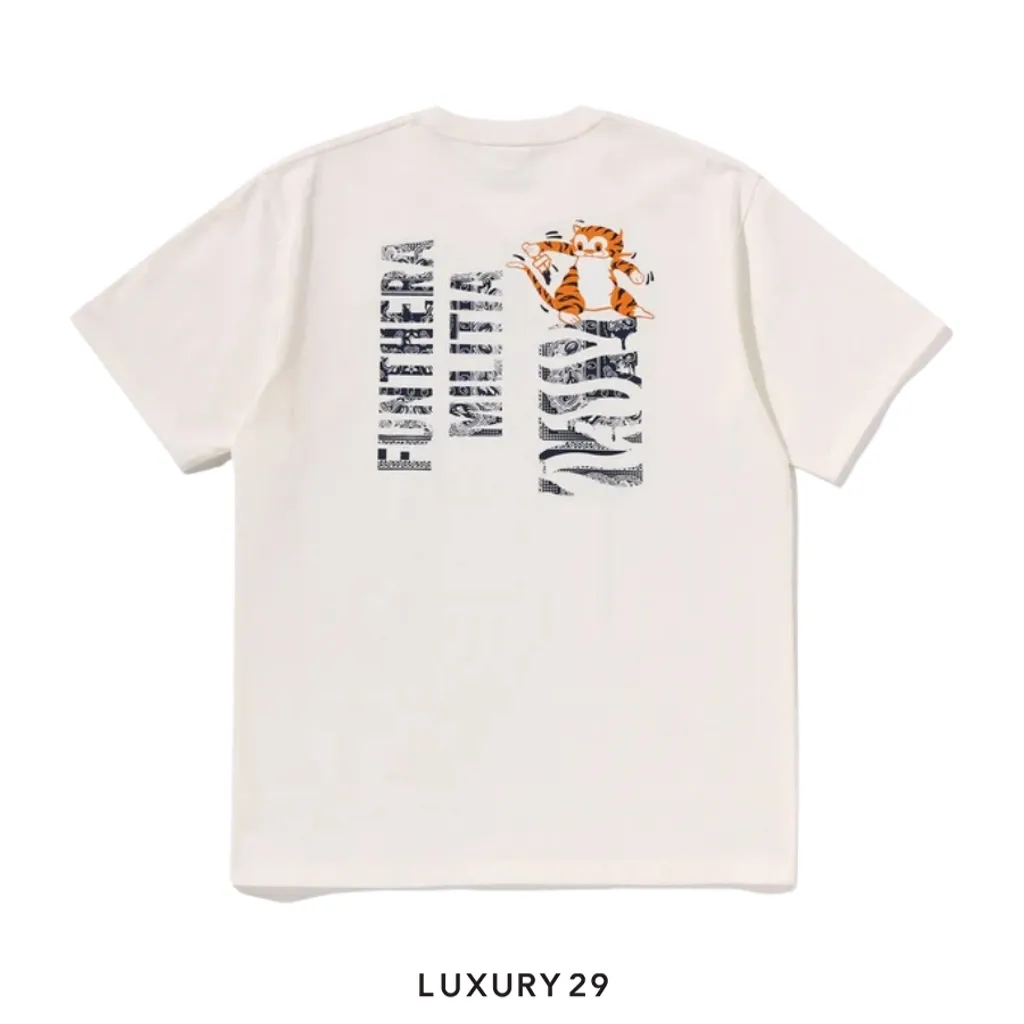 A Bathing Ape Paisley Pattern Tiger Face Tee Biege(S, Neutrals)