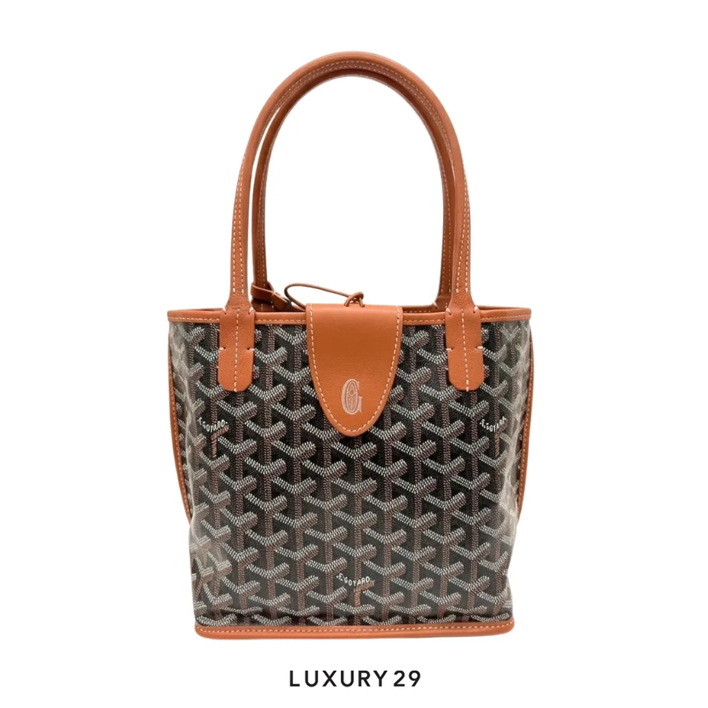 Goyard Anjou Mini Bag with Croc Univeral Black & Tan(Mini, Brown)