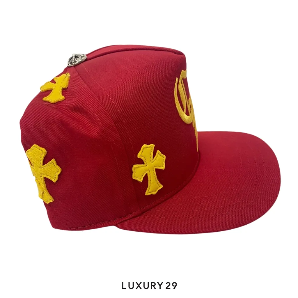 Chrome Hearts Leather Cross Patch Hat Red/Yellow(Free Size, Red)