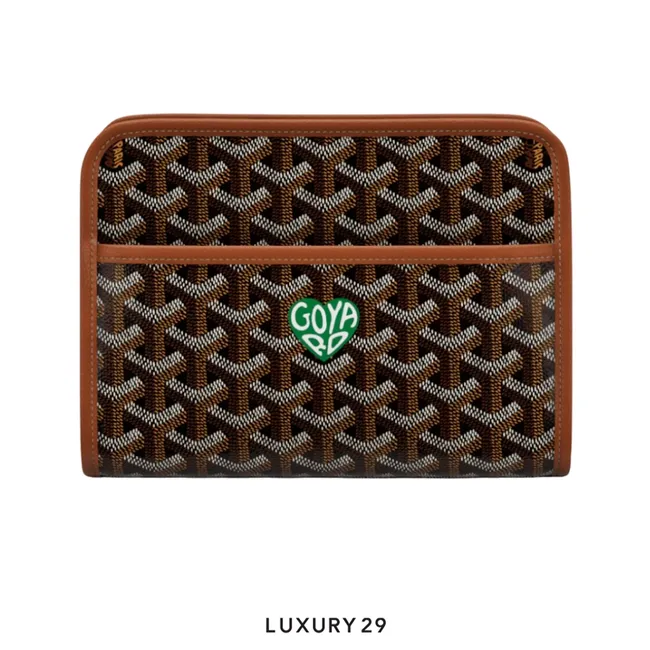 Goyard Jouvence PM Toiletry Bag Black Tan Hand-Painted Heart Green