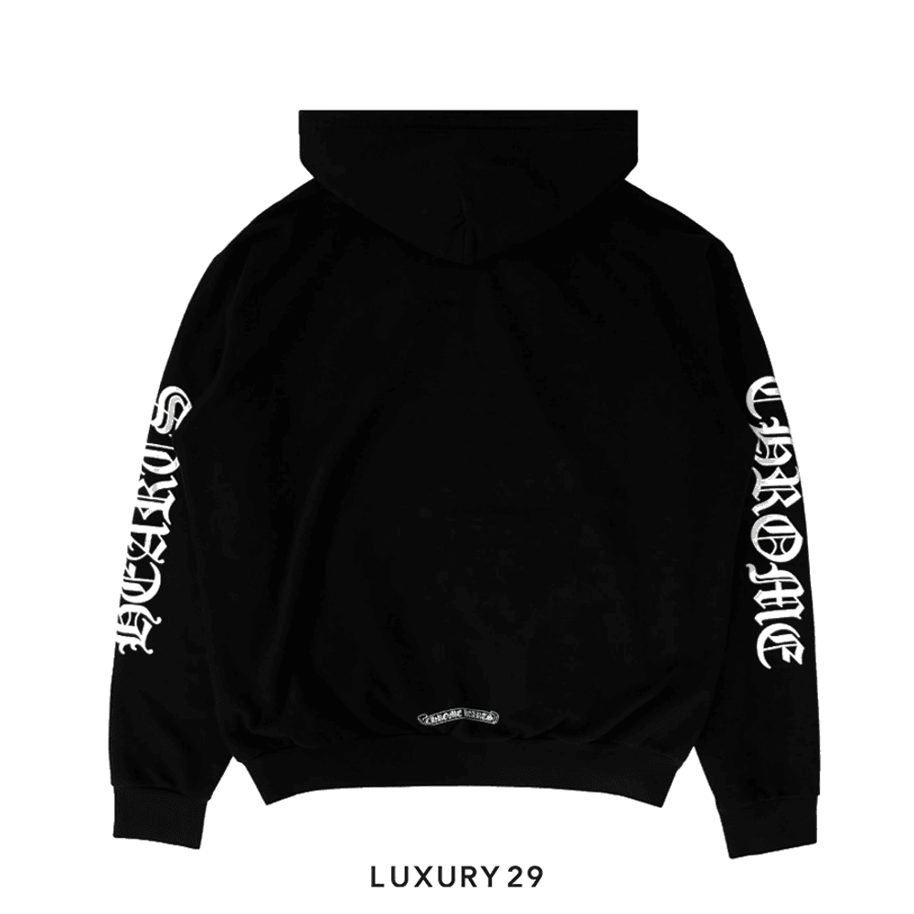 Chrome Hearts Eye Chart Logo Thermal Zip Up Hoodie Black/White(2XL, Black)