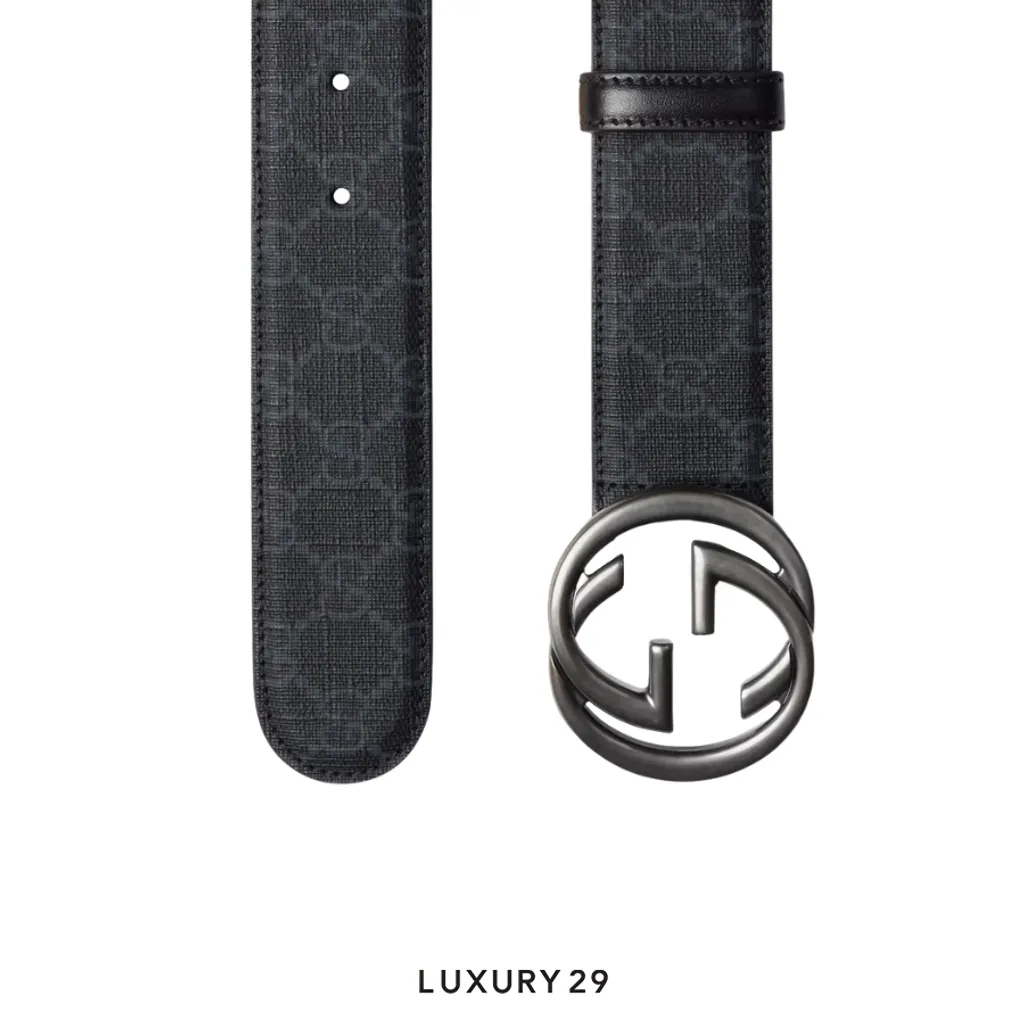 Gucci Belt with Interlocking G buckle(Free Size, Black)