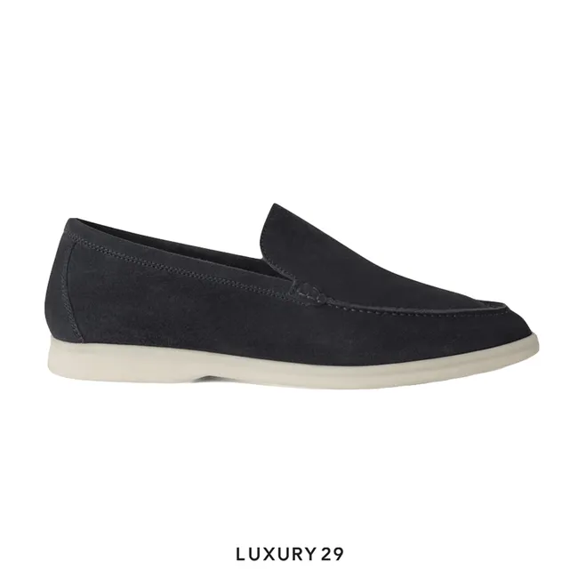 Loro Piana Summer Walk Loafers Suede Classic Blue